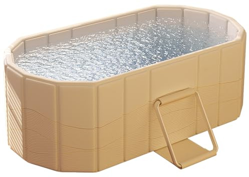 Baignoire pliable adulte portable de 120 cm avec support métallique, double sortie de drainage, baignoire pliable de bain épaisse à 5 couches pour enfants et adultes