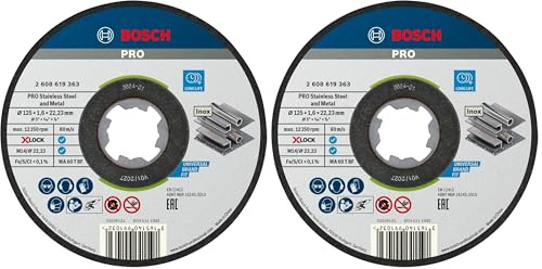 Bosch 10x Disque à tronçonner PRO Stainless Steel and Metal Longlife pour petite meuleuse angulaire et X-Lock, M14/22,23 mm (Ø 125 mm, Professional Accessoire Petite meuleuse angulaire) (Lot de 2)