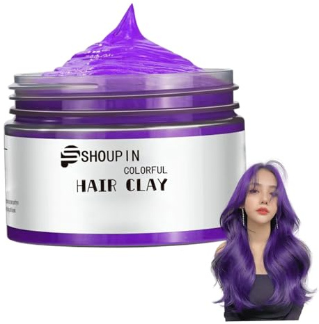 Cera Colorante Per Capelli, Tintura Per Capelli Temporanea Lavabile, Non Necessita Di Decolorazione, Tenuta Tutto Il Giorno Per Halloween, Cosplay, Feste Viola 100g, Zuhause Gebrauch