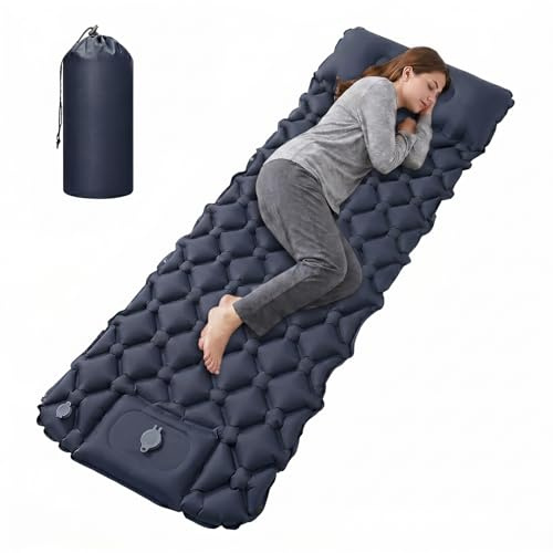 Journeyside Materassino da Campeggio Autogonfiante, Materassino Gonfiabile con Cuscino, Materasso da Campeggio in Nylon 40D, Impermeabile per Trekking Outdoor Zaino in Spalla Campeggio 190x60x5 cm