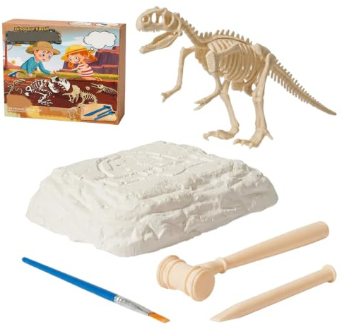 1-Set T-Rex Fossil Digging Kit for Dinosaur Excavation | Includes 1 Random Style Archaeology Block and 3-Piece Tool Set. Hands-on Dinosaur Fossil Dig Kit