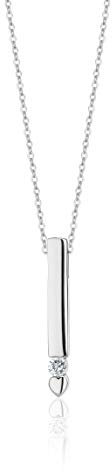OROVI Kette Gold – 9K Weißgold 375– Halskette Damen, Kettenanhänger Bar, natürlicher Diamant-Anhänger, Goldschmuck, hypoallergene Goldkette 42 cm, Gold Schmuck, Schmuck Damen, inkl. edler Schmuckbox