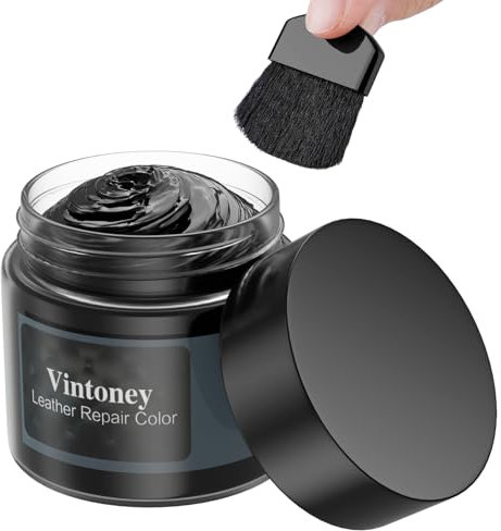 Leder Reparatur Set, Vintoney 50ML SCHWARZ Lederreparatur Creme Lederreparaturset Lederbalsam Lederpflege Füller für Auto Lederlenkrad Sofa Jacke Geldbörse Gürtel Schuhe Kunstleder Kratzer Risse