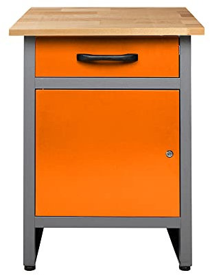 Ondis24 Werkbank orange Werktisch Werkstatteinrichtung mit Schublade und Tür abschließbar 60 x 60 cm Arbeitshöhe 85 cm