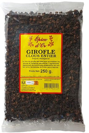 Clous de Girofle Entier 250g Lot de 1 - Epice d'Or, Qualité Supérieure, Saveur Intense, Authentique et Naturel, Sans Colorant, Sans Additifs Ni Conservateurs.