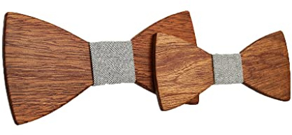 HZQIFEI 2PCS Papillon in Legno, Farfallino in Legno per Bambino e Uomo per Serate, Feste, Matrimoni, Cerimonie, Taglia unica