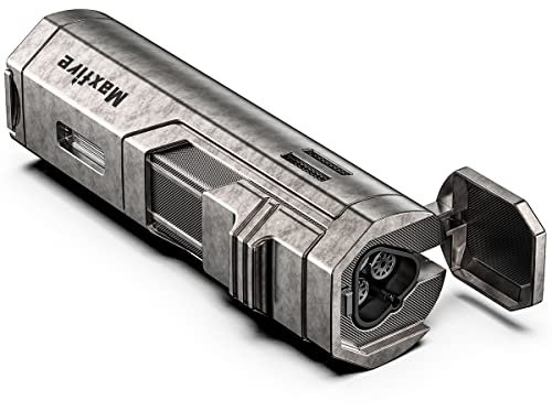 Maxfire Accendino a fiamma triplo getto retrò gas butano ricaricabile, fiamma regolabile con punzonatura (venduto senza gas)