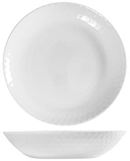 HOME Arc Pampille Set 6 Piatti Fondi in Opale Bianco, 20cm, Effetto Diamantato