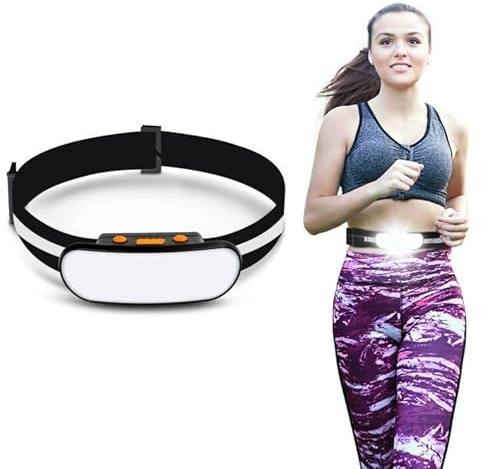 BIKACU Running Light Rechargeable 500 Lumens 5 Modes Running Lights for Runners with Red Light, Used as a Chest/Waist Lamp, IPX5 Waterproof Reflective Headlamp Flashlight for Night Safety