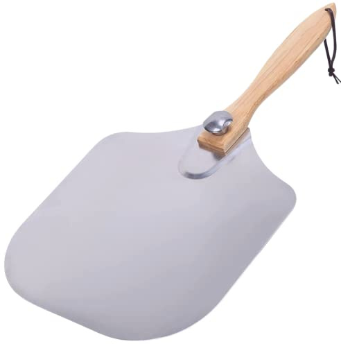 YARRD Pala per pizza in alluminio, 30,5 x 35,5 cm, con manico pieghevole in legno, spatola per cuocere pasta, pane e pasticceria in casa e ristoranti