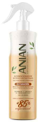 ANIAN - Acondicionador sin Aclarado, 400 ml, Acondicionador Bifásico Reparación, Pelo Dañado y Encrespado, Revitalizante Nutritivo Cabello, Pelo Suave y Brillante, Proteína de Seda y Queratina