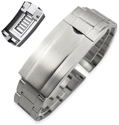 BONOOL 316L Edelstahl-Uhrenarmband 20 mm für Rolex Submariner Daytona Date Just Sliding Lock Silbernes massives Uhrenarmband