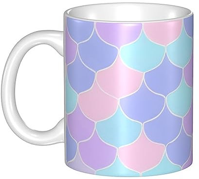 STejar Keramik-Teetasse mit Meerjungfrauen-Tattoo, Kaffeetasse für Herren und Damen, Teetassen für Büro und Zuhause, mit Griff, Campingbecher, 325 ml