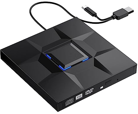 Darmlly Extern CD- och DVD-spelare spelbrännare DVD extern USB 3.0 typ C CD-skrivläsare för PC laptop skrivbord