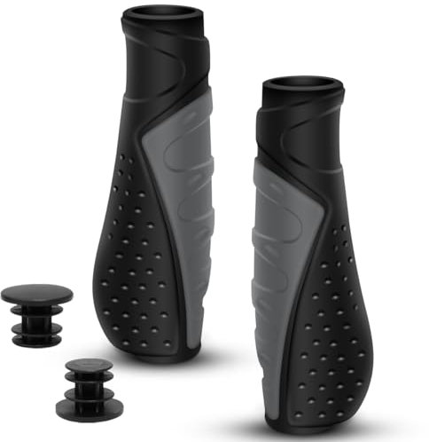 REETEE Puños MTB Antideslizante Caucho Puños para Bicicleta, Ergonómicos Puños Manillar, Mango de Bicicleta para Universal 22mm de Montaña/MTB/BMX/Scooter (Gris(130mm+130mm))
