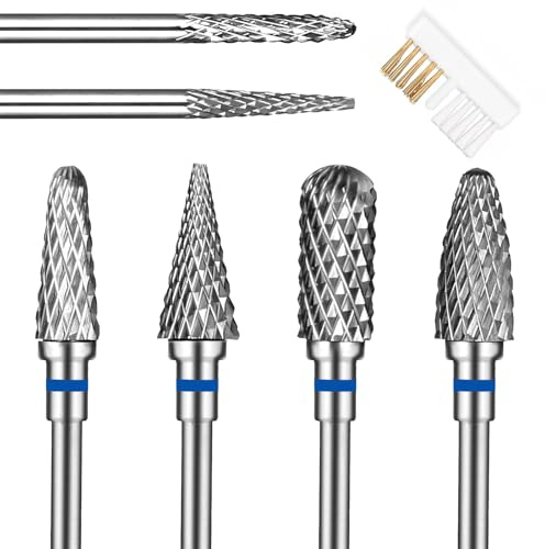 YUXIANLB Nagelborrset Tungsten Stål Nagelbitar 1,77 tum Diamant Cuticle Elektrisk Nagelfil 6 st Nagelkonstverktyg Slipning Bit Set Karbidborttagare