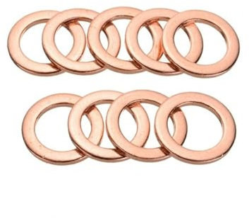 100/50/10 Stück Kupferscheibe, Flachring, Dichtungsabstandshalter, M5, M6, M8, M10, M12, M14, O-Ring-Dichtung, solide Shim-Pad, Ölablassschraube, Hardware-Zubehör(M5X9X1mm,10PCS)
