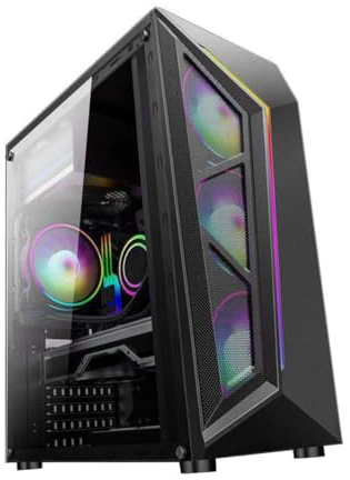 DECORNIJIA Boîtier PC ATX -Tour avec Éclairage RGB Panneau Latéral Acrylique Interface USB Refroidissement Optimisé pour Gaming et Usage Bureau