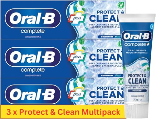 Oral B Protect & Clean - 3 Pack - Whitening Toothpaste Bundle. Oral B Toothpaste Whitening | Plaque Remover for Teeth | Maisie Store Bundle with Thank You Card