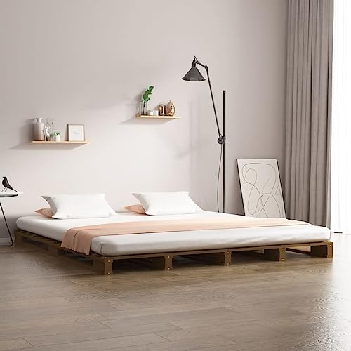 Generico Letto a Pallet Senza Materasso Ambra 120x200cm Legno Massello,Mobili,Letti e Accessori,Letti e telai per letti-821390