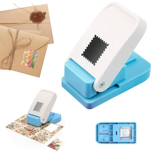 KQWVZ Briefmarken Stanzer, 2,6 X 2,1 Cm Stanzer Briefmarkenform, Rechteckiger Briefstanzer, Tragbarer Stempelstanzer für Papierbasteln, Scrapbooking, handgemachte Papierstanzer, Scrapbooking