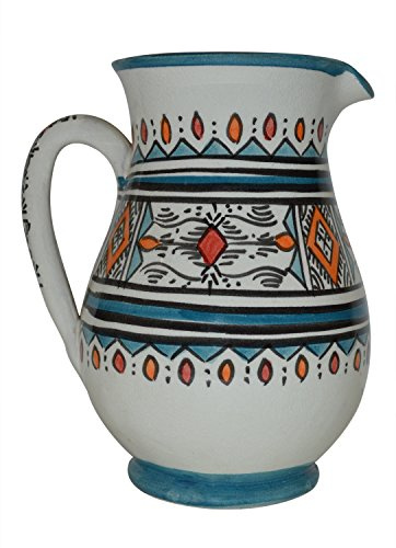 Moroccan Pitchers Sangria Handmade Ceramic Carafe Beverage Dispenser Jar Cooler Easy Pour 58 oz