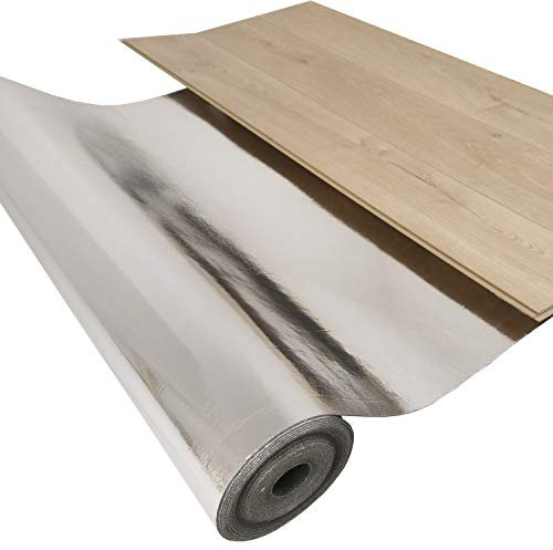uficell® Akustik Trittschalldämmung Silence Floor Akustik ALU Gehschalldämmung für Laminat und Parkett mit Alu-Dampfbremse, Raumdichte: 1000 kg/m³ (Stärke 2 mm | 20 m²)