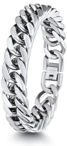 ChainsHouse Armband Edelstahl Panzerarmband für herren Männer Panzer Armband Silber/Schwarz/Gold Hip pop Armskette mit Geschenkebox für Valentinstag Geburtstag Breite 8/12/17MM, Länge 19/21/23CM
