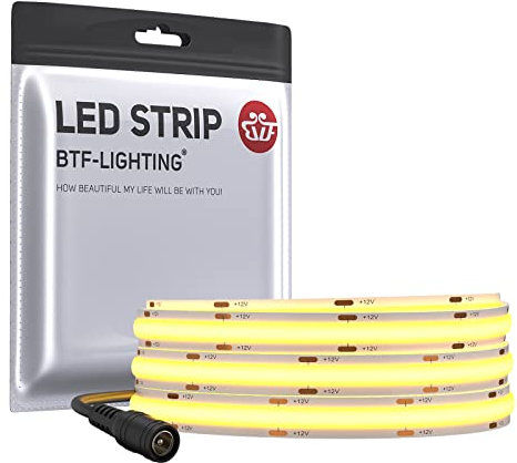 BTF-LIGHTING FCOB Flexibel Hohe Dichte LED Streifen 1M 528LEDs Warmweiß 14W/M 12V Dimmbar Verformbar FOB COB LED Licht Band für Schlafzimmer Küche Raum Innendekoration(Nur Streifen)