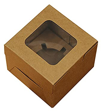 La Llareta Cupcake-Box, 20 Stück, für Kuchen, Muffin, Cupcake, mit Sichtfenster und herausnehmbarem Innenständer, für Kekse, Cupcakes, Backbehälter (1 Loch)