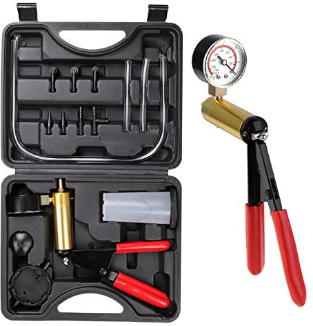 WiMas Vakuumpumpe Vakuumtester Vakuumpumpe Kfz Handvakuumpumpe Bremsenentlüftungsgerät, Unterdruckpumpe mit Vakuummeter, Adapter für Kraftfahrzeuge, LKW und Motorräder