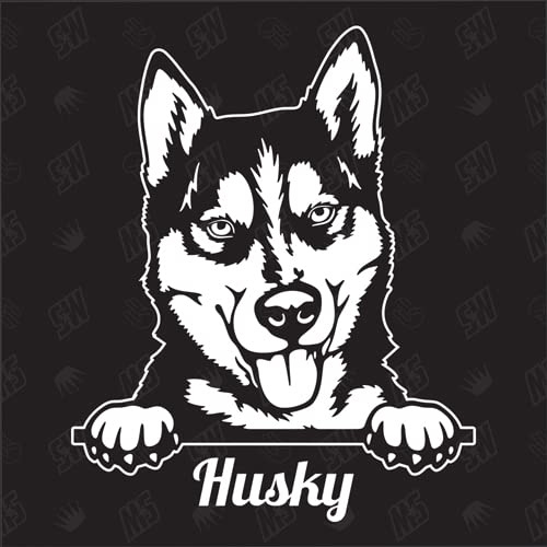 Husky Version 3 - Sticker, Aufkleber, Hundeaufkleber, Autoaufkleber, Hund, Auto, Hunderassen, Mischling, Mix, Tiere, Haustier (AUCH MIT Wunschname MÖGLICH)