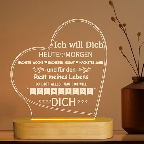 Lightzz I Love You 3D-Illusionslampe LED-Nachtlicht mit warmweißen Farben für Mädchen, Ehefrau, Valentinstag, romantisches, bedeutungsvolles Geschenk…