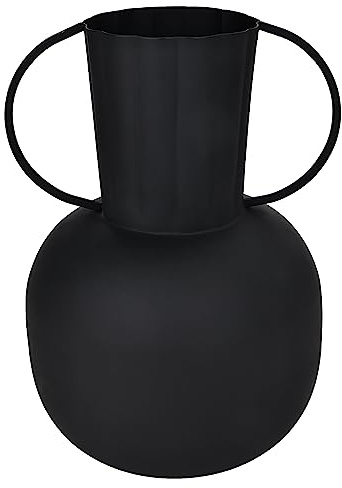 EGLO LIVING Metallvase Miouski, minimalistische Deko Vase mit Griff | Dekovase für Wohnzimmer, Blumenvase aus Metall in Schwarz, Tischdeko 30 cm