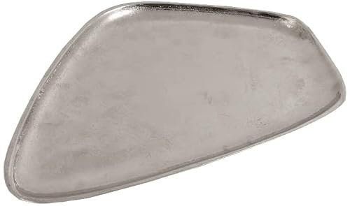 Brandsseller Deko Tablett Deko Teller ca. 35 x 25 cm Deko Schale Aluminium RAW OPTIK Silber
