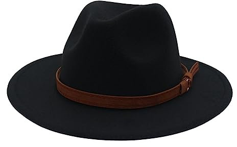 Amagogo Filzhut - Retro Fedora mit breiter Krempe, Klassisch und Modisch für Herren und Damen, Jazz Panama-Hut für Cosplay, Bühne, Auftritt