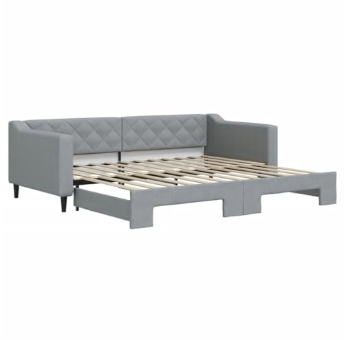 vidaXL Tagesbett Ausziehbar Hellgrau 90x200 cm Stoff