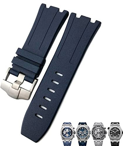 BANDKIT Weiche FKM Fluoro Gummi Uhrenarmband 28mm Für AP Strap Audemars Piguet ROYAL OAK OFFSHORE Tauchen Wasserdicht Sport Uhr Band, 28x24mm, Achat