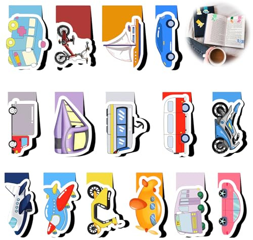 Lesezeichen Kinder Magnetisch, 30 Stück Auto Magnetic Lesezeichens Bookmark Schule Magnetisch Fahrzeug Magnet Lesezeichen, Mini Geschenke Kinder Jungen Mitgebsel Kindergeburtstag