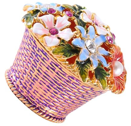 TOPBATHY Vintage Enameled Jewelry Box for Women Girls Trinket Ring Case Vanity Decor Accessory