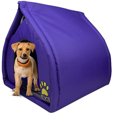 EVE Textile Eskimo Hundehütte | Katzenhütte | Hundehaus | Katzenhaus | Hundehöhle | Katzenhöhle | Dog House | Cat House | Pet House | Kühlende Hütte | Atmungsaktives Haus | 45x45x45 cm (Lila)