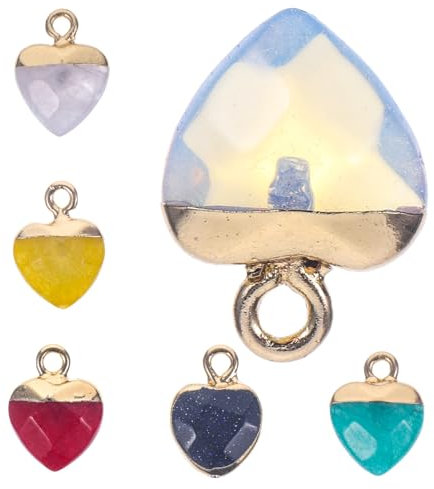 TOPPERFUN 6stücke Naturstein Herz Anhänger Halbkostbarer Edelstein Charm Für Schmuckherstellung Diy Basteln