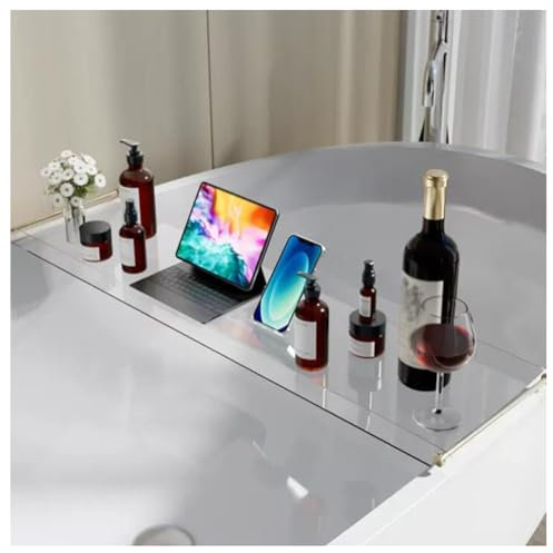 asdchZen Tablett, Durchsichtiges Acryl-Badewannen-Caddy-Tablett, Multifunktionaler Badewannen-Organizer Für Pfand, Waschutensilien, Bücher, Wein, Telefon (1 Transparent, 80 cm)