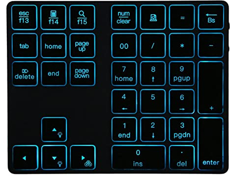 Tangxi Pavé Numérique, pavé Numérique Bluetooth 5.0 rétroéclairé pour Ordinateurs Portables, pavé Numérique sans Fil Ultra Fin à 34 Touches, pour pour Ordinateurs OS