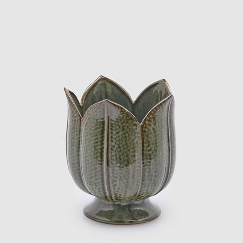 EDG Enzo De Gasperi Vaso Tulipano H 19 Cm D 16 Cm Verde
