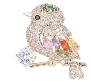 Elster Kristall Brosche Pin mit funkelnden Multicolor Strass Vogel Brosche Glücklicher Vogel Styling Corsage Kleiner Vogel Multi Farbe Brosche Pin Schmuck Für Frauen Goldton
