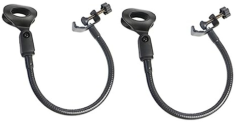 LALADEFIEE Mikrofon Schlauchhalter aus Metall 2 Stück Flexible C-förmige Mikrofonhalterungen in Schwarz mit Abnehmbarem Design für Podcasting und Broadcasting