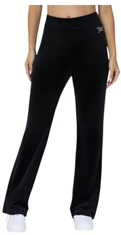 Juicy Couture Women's Bling Velour Track Pants, Black, XL