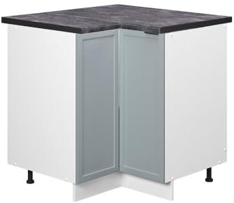 Vicco Eckunterschrank Fame-Line, Hellblau-grau, 80.5 cm, AP Anthrazit, zur Kombination mit weiteren Modulen der Fame-Line Serie