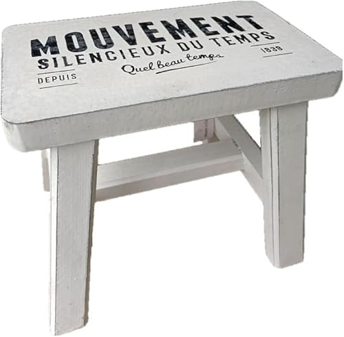 TentHome Vintage Tritthocker Holz Sitzhocker Rustikaler Pflanzenhocker Holzhocker Rechteckige Fußbank Bänkchen kleine Schemel Landhaus Massivholz Hocker Fußhocker Blumenhocker Weiß